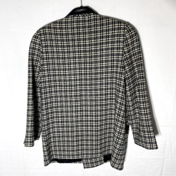 Vintage Sterling Stall Sport Black White Plaid Virgin Wool Oversized Blazer M - Picture 2 of 16